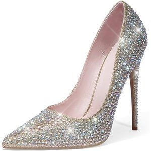 NEW Sparkling Bling Crystal Cinderella Wedding Shoes Pumps: Gold Silver …